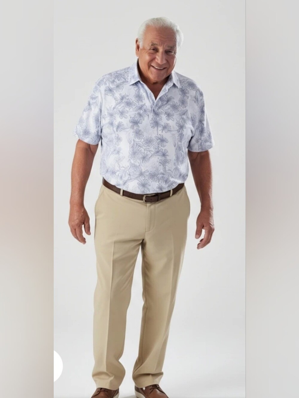 PGA TOUR golf Short Polo Style Blue w Palm Leaves Size Large Great Shape